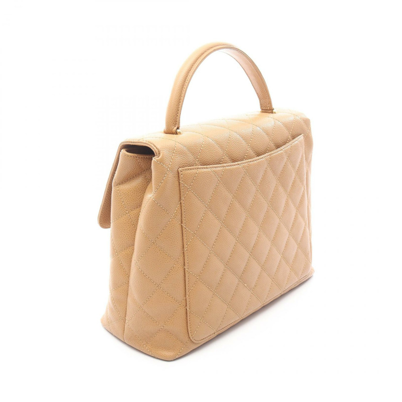 香奈兒 (CHANEL) Matelasse 手提包 A12397 粒面小牛皮 米色 二手 女士 金色五金-1