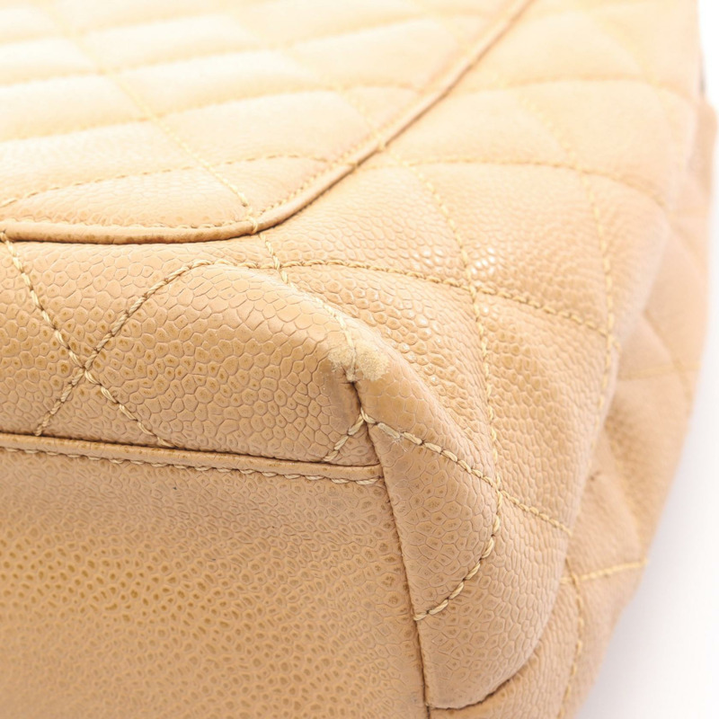 香奈兒 (CHANEL) Matelasse 手提包 A12397 粒面小牛皮 米色 二手 女士 金色五金-10