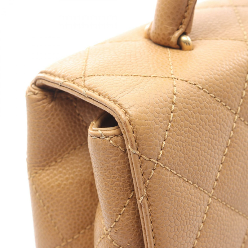 香奈兒 (CHANEL) Matelasse 手提包 A12397 粒面小牛皮 米色 二手 女士 金色五金-13