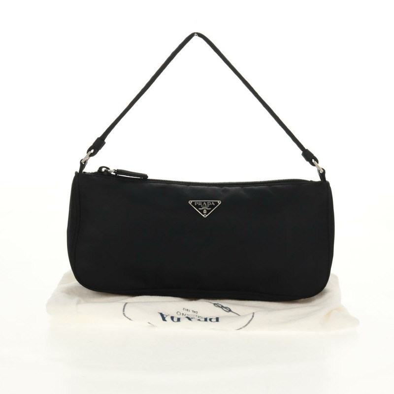 【日本直送】PRADA 尼龍黑色銀色配件包 Auth 158519V-11