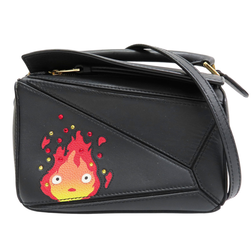黑色 牛皮 puzzle bag mini 吉卜力 肩背包【LOEWE 羅威】 A510U95X64-0