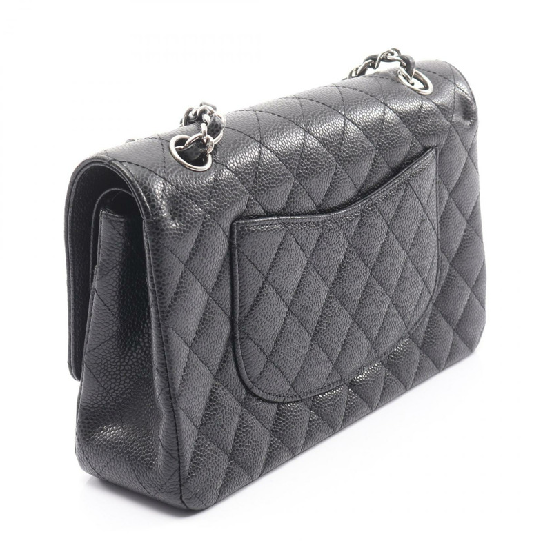 香奈兒 (CHANEL) Matelasse W 翻蓋鏈條單背包 A01112 黑色皮革二手 SHW-1