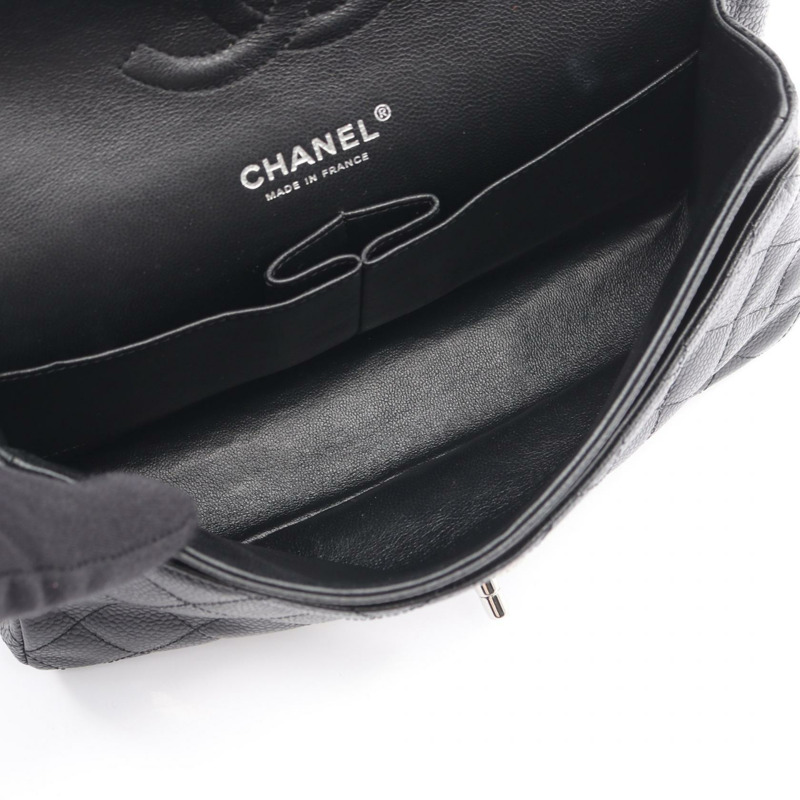 香奈兒 (CHANEL) Matelasse W 翻蓋鏈條單背包 A01112 黑色皮革二手 SHW-2