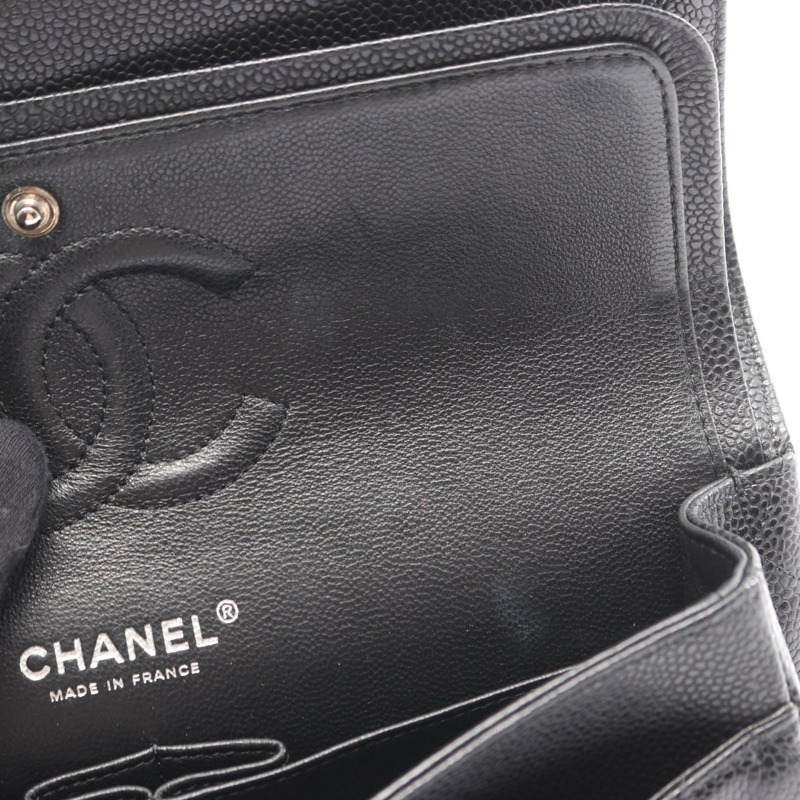 香奈兒 (CHANEL) Matelasse W 翻蓋鏈條單背包 A01112 黑色皮革二手 SHW-5