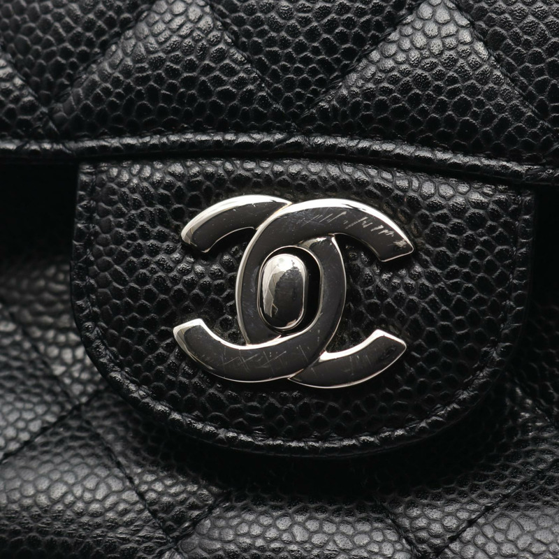 香奈兒 (CHANEL) Matelasse W 翻蓋鏈條單背包 A01112 黑色皮革二手 SHW-6