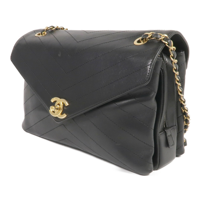 CHANEL 皮革Chain Shoulder金扣鏈帶肩背袋-2