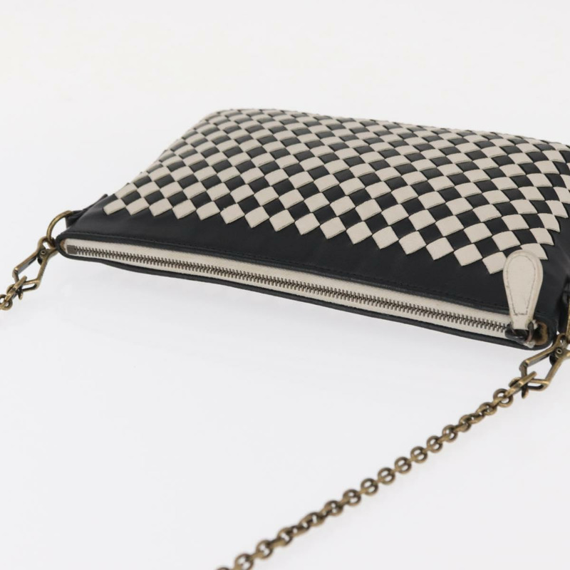 【日本直送】BOTTEGA VENETA INTRECCIATO 鏈條肩背包 皮革 黑色 白色 正品 ka843V-5