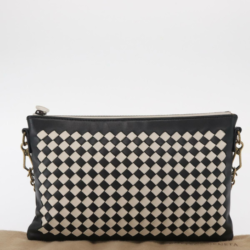 【日本直送】BOTTEGA VENETA INTRECCIATO 鏈條肩背包 皮革 黑色 白色 正品 ka843V-11