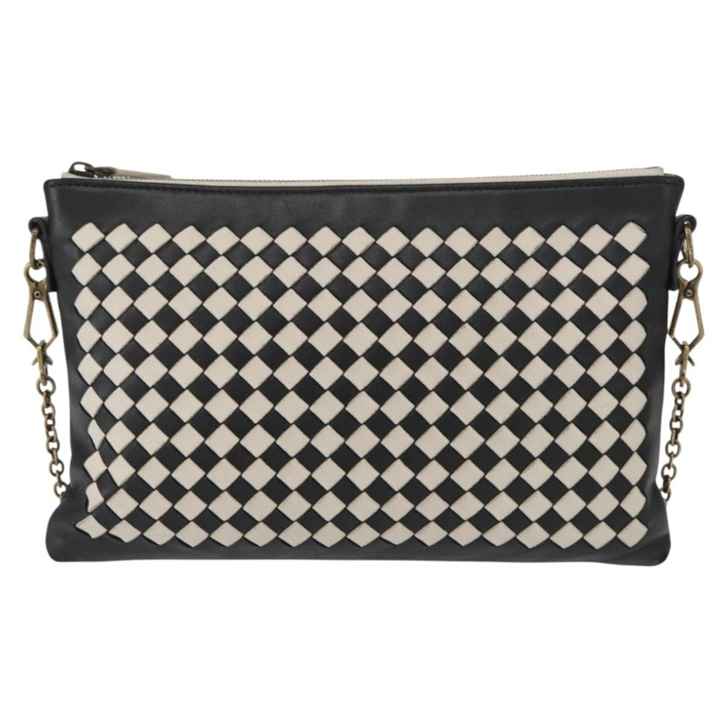 【日本直送】BOTTEGA VENETA INTRECCIATO 鏈條肩背包 皮革 黑色 白色 正品 ka843V-12