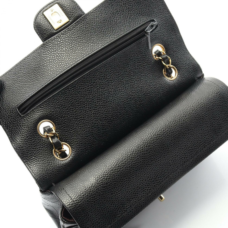 香奈兒 (CHANEL) Matelasse W 翻蓋鏈條單背包 A01113 黑色皮革 二手金色五金 COCO-5