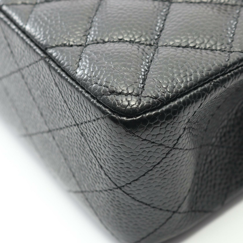 香奈兒 (CHANEL) Matelasse W 翻蓋鏈條單背包 A01113 黑色皮革 二手金色五金 COCO-6