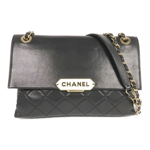 CHANEL 羊皮皮革Chain Shoulder金扣鏈帶肩背袋