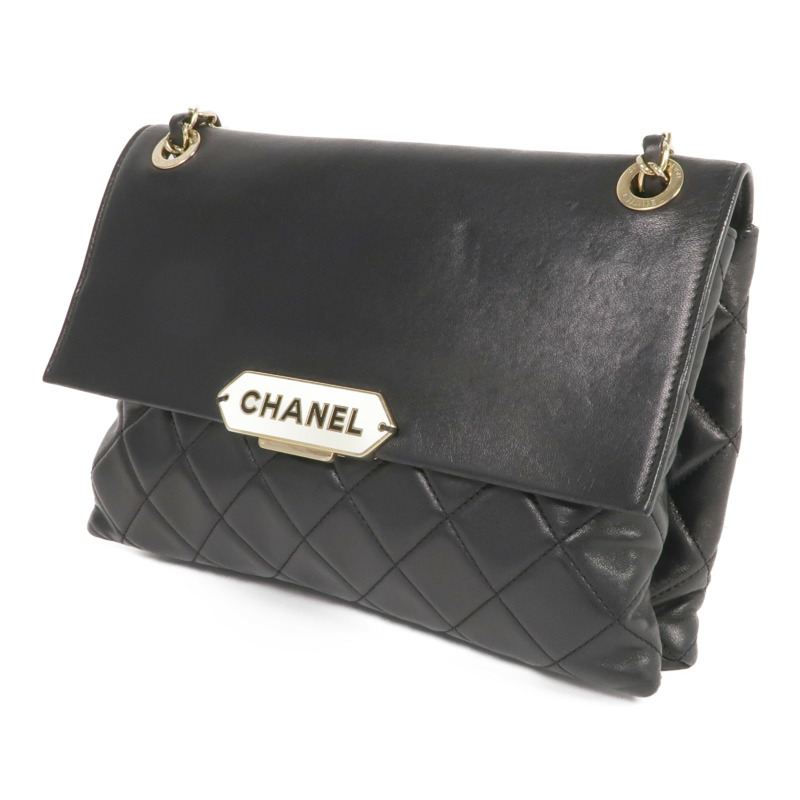 CHANEL 羊皮皮革Chain Shoulder金扣鏈帶肩背袋-2
