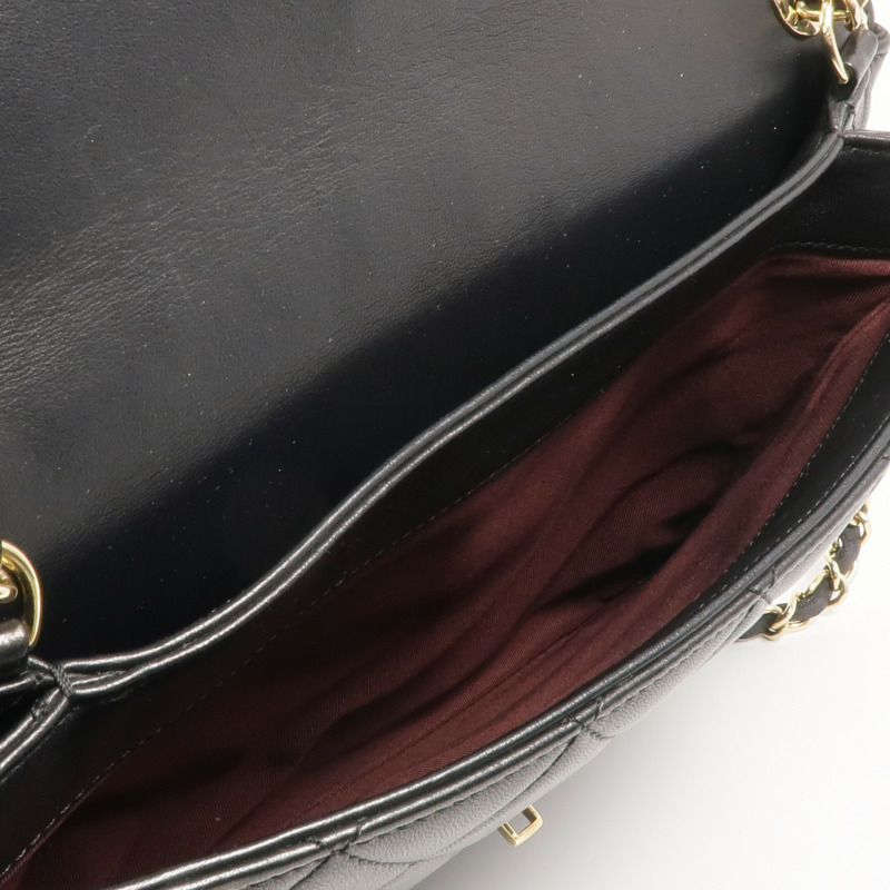 CHANEL 羊皮皮革Chain Shoulder金扣鏈帶肩背袋-12