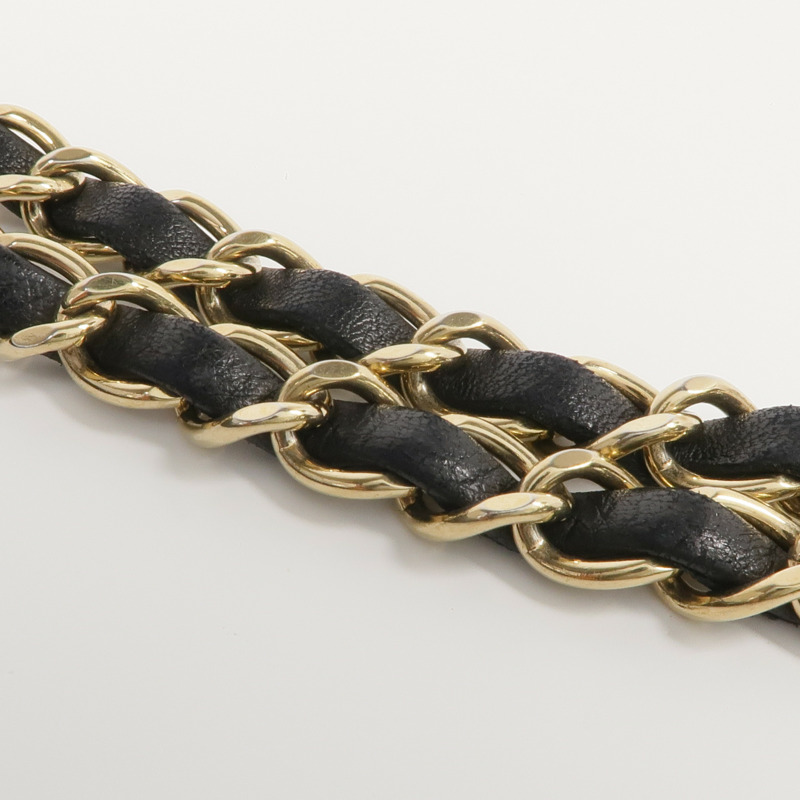 CHANEL 羊皮皮革Chain Shoulder金扣鏈帶肩背袋-17