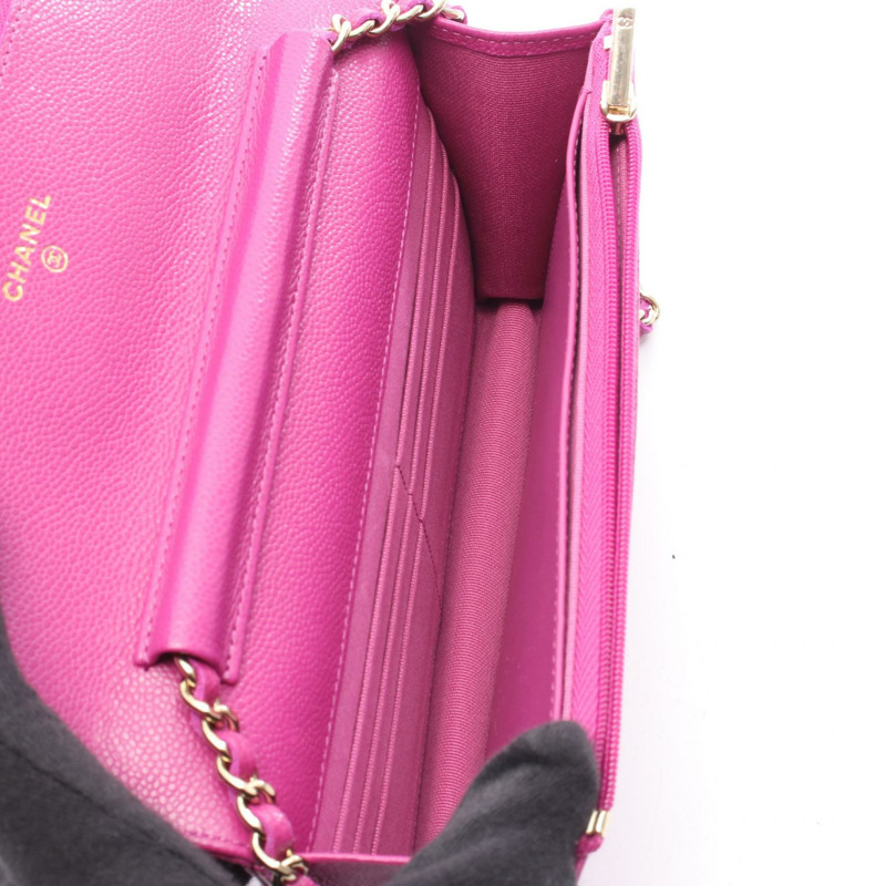 香奈兒 (CHANEL) 絎縫鏈條肩挎包，粉紅色小牛皮，二手，金色五金-2