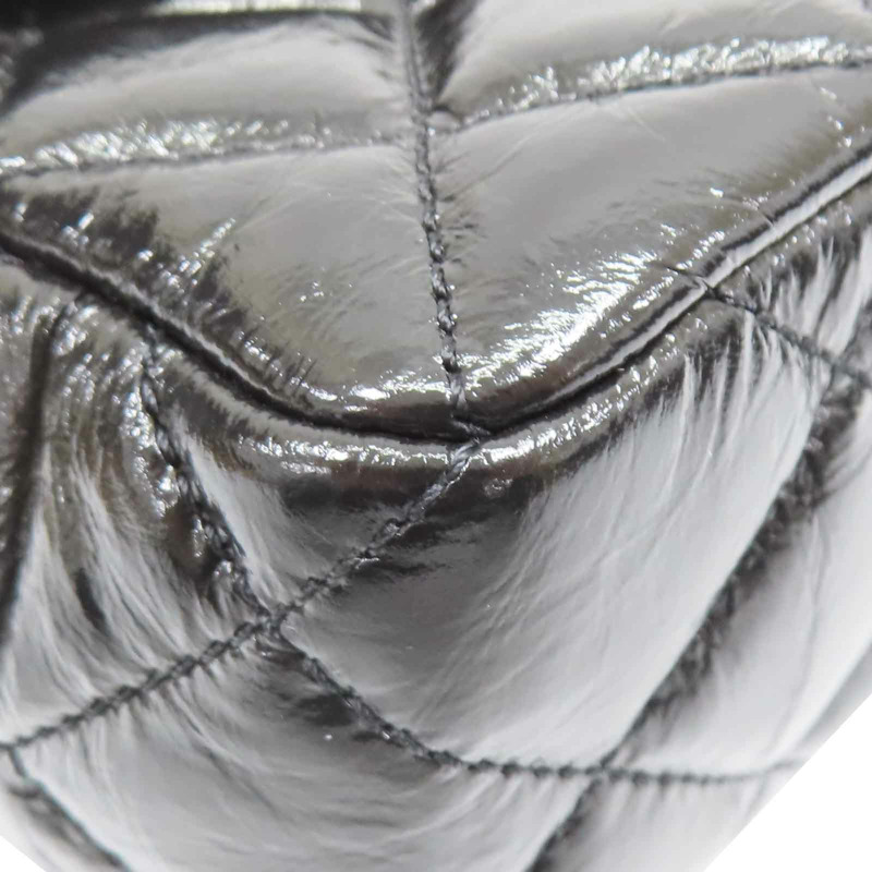 黑色 亮面漆皮 菱格紋 Matelasse Small Hobo Bag 肩背包【CHANEL 香奈兒】 AS3710-11