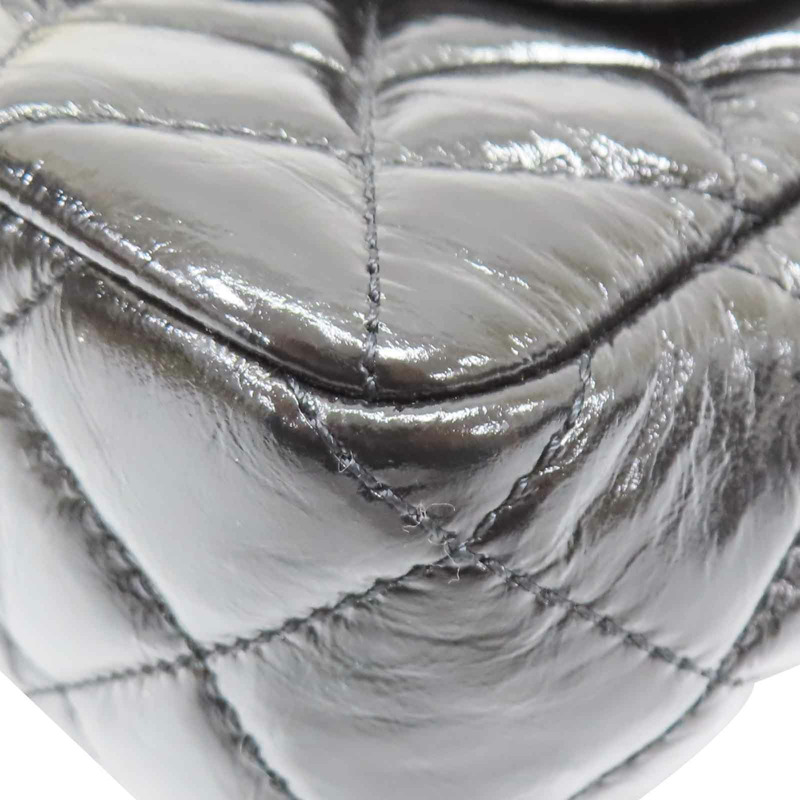 黑色 亮面漆皮 菱格紋 Matelasse Small Hobo Bag 肩背包【CHANEL 香奈兒】 AS3710-12