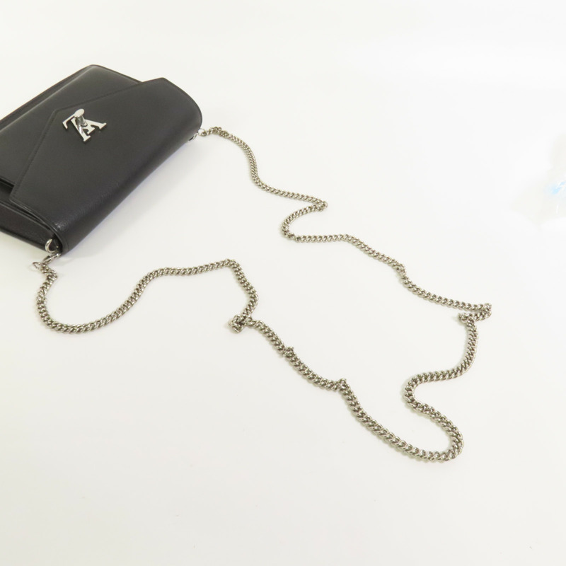 LOUIS VUITTON 牛皮皮革Mylockme銀扣鏈帶肩背袋-4