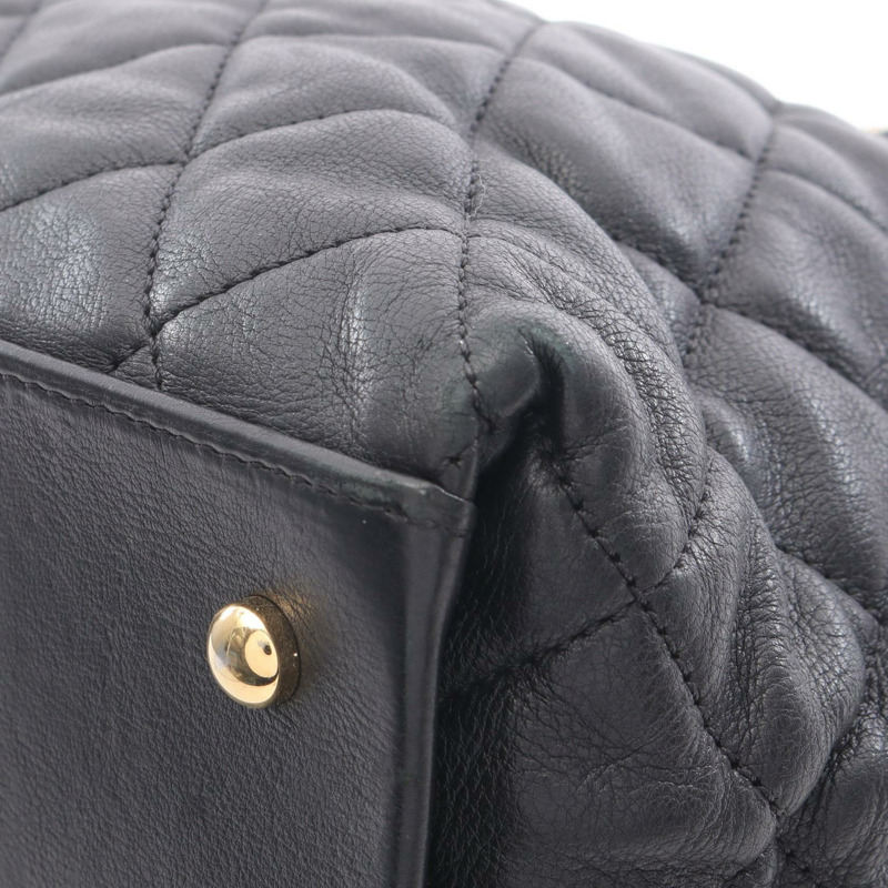 香奈兒 (CHANEL) Matelasse 皮革鏈條肩背包，黑色，二手，女士，金色五金-5