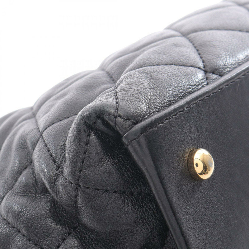 香奈兒 (CHANEL) Matelasse 皮革鏈條肩背包，黑色，二手，女士，金色五金-8