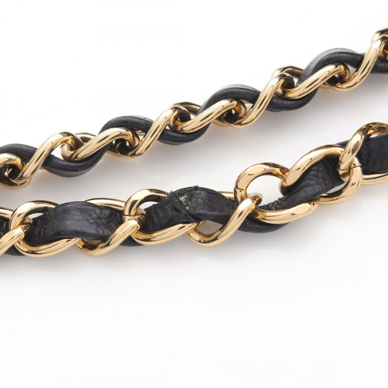 香奈兒 (CHANEL) Matelasse 皮革鏈條肩背包，黑色，二手，女士，金色五金-11