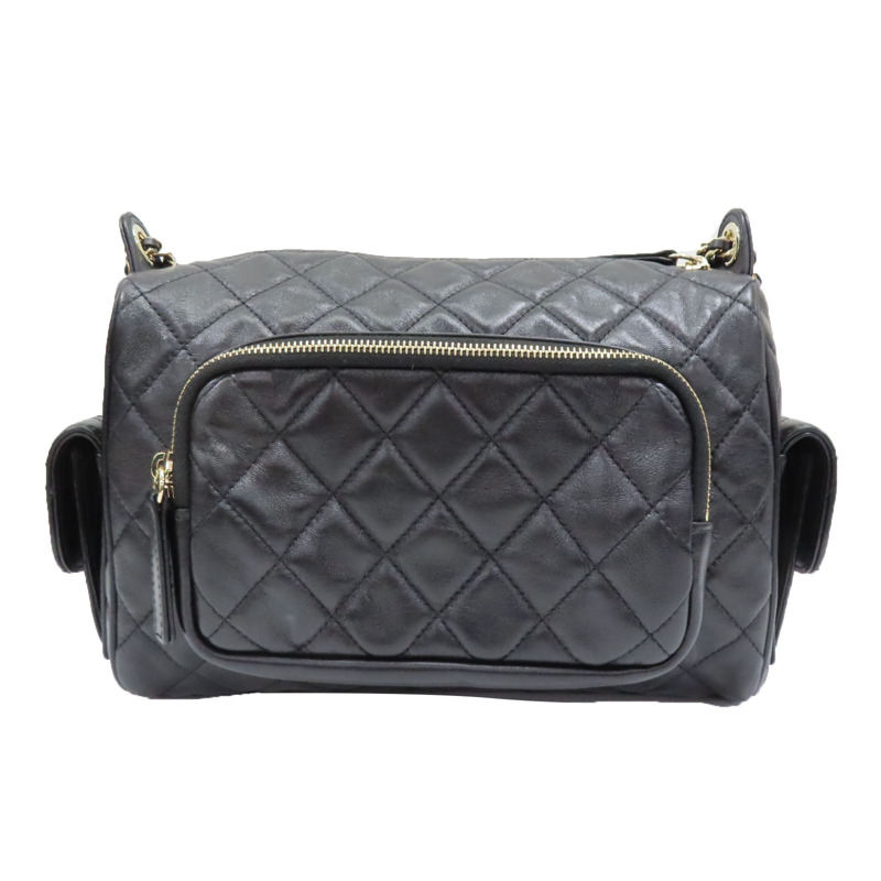 黑色 羊皮 菱格紋 24K 相機包 肩背包【CHANEL 香奈兒】  AS5156-1