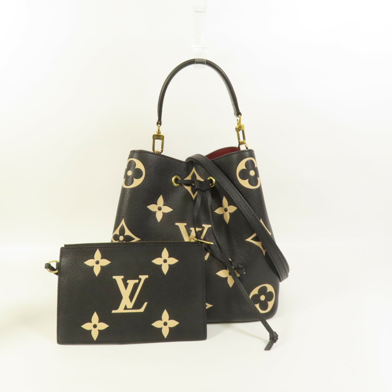 LOUIS VUITTON Monogram Empreinte Bicolor Neo Noe MM金扣手挽肩背兩用袋-10