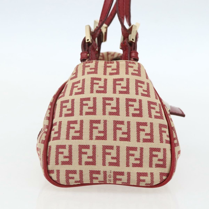 【日本直送】FENDI Zucchino帆布Mamma Baguette手袋 紅色金色 正品 158883V-2