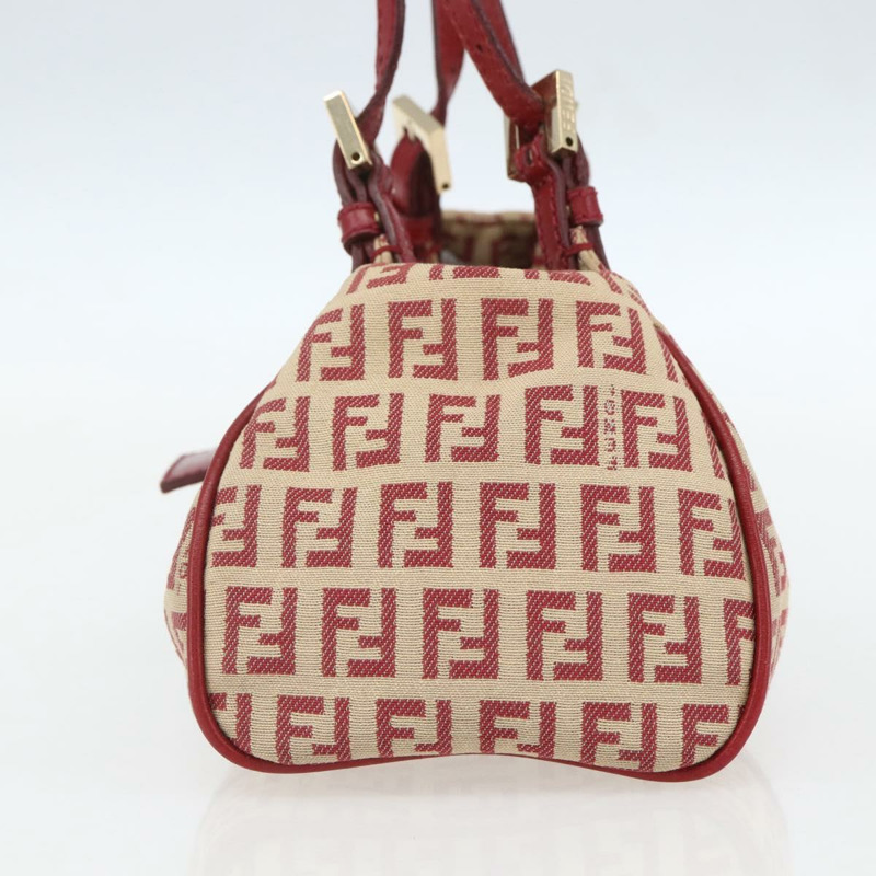 【日本直送】FENDI Zucchino帆布Mamma Baguette手袋 紅色金色 正品 158883V-3