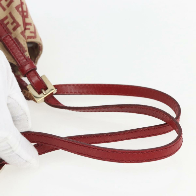 【日本直送】FENDI Zucchino帆布Mamma Baguette手袋 紅色金色 正品 158883V-6