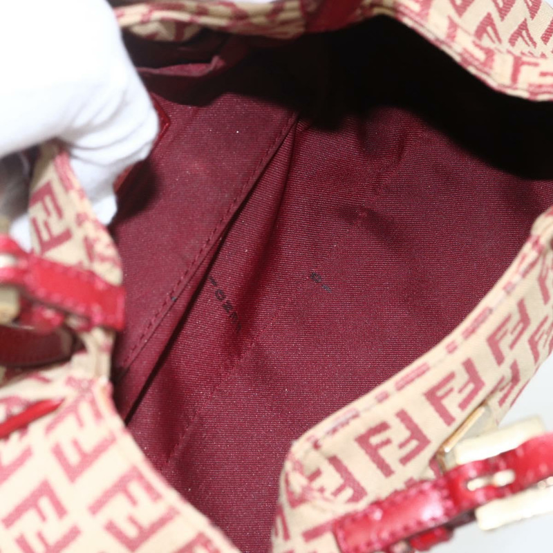 【日本直送】FENDI Zucchino帆布Mamma Baguette手袋 紅色金色 正品 158883V-9