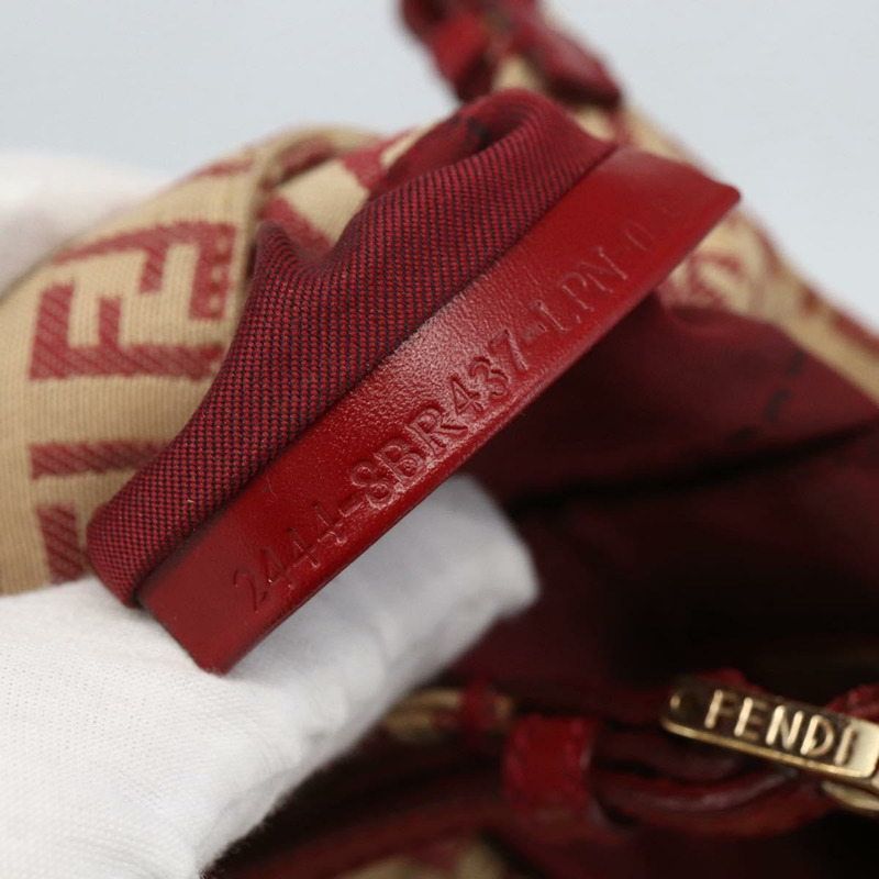 【日本直送】FENDI Zucchino帆布Mamma Baguette手袋 紅色金色 正品 158883V-10