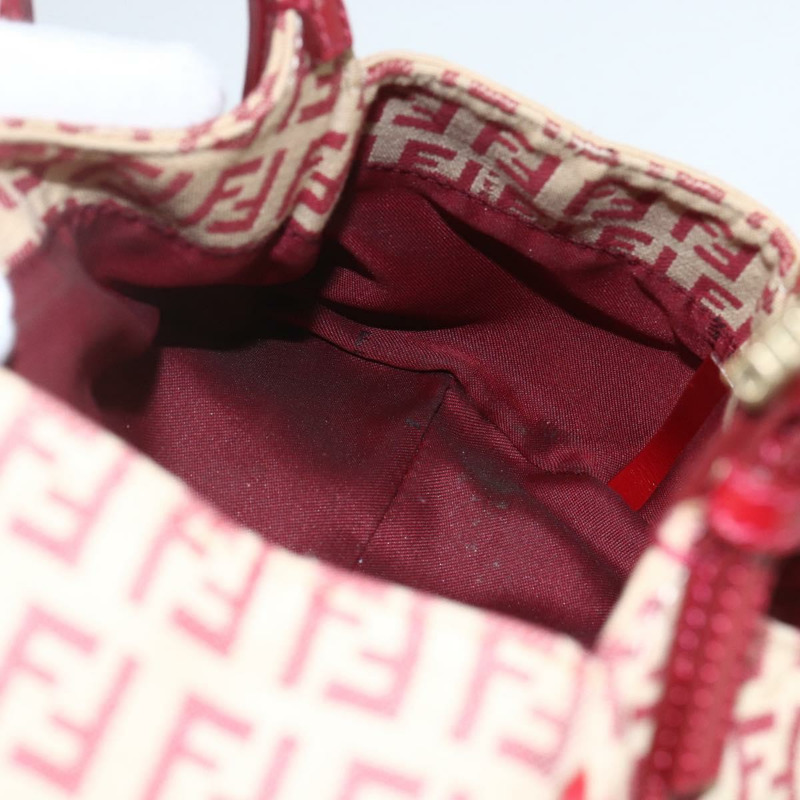 【日本直送】FENDI Zucchino帆布Mamma Baguette手袋 紅色金色 正品 158883V-19