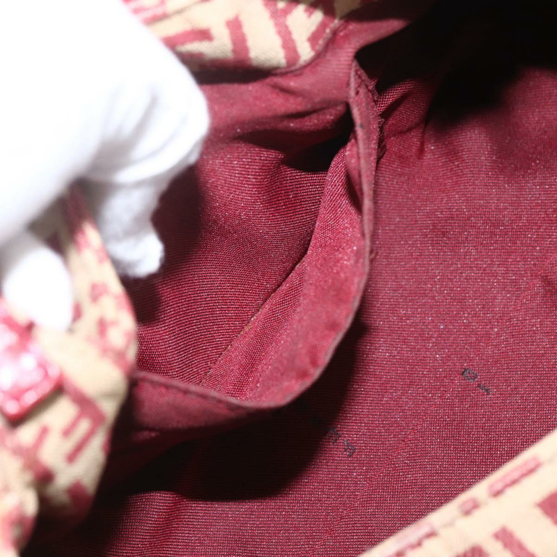 【日本直送】FENDI Zucchino帆布Mamma Baguette手袋 紅色金色 正品 158883V-20