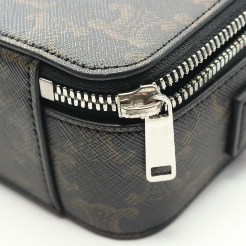 CELINE Triomphe 斜背包肩背包 114902EVJ 帆布皮革 黑色棕色 二手-5