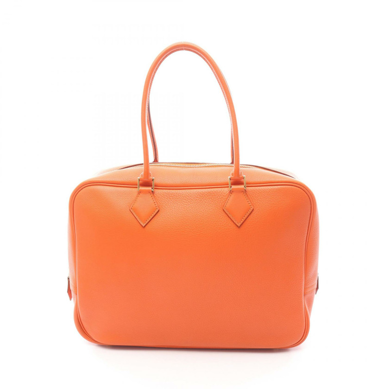 愛馬仕 Plume 32 手提包 B Taurillon Clemence 皮革 橙色 二手 女士 金色五金-0