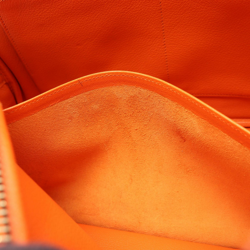 愛馬仕 Plume 32 手提包 B Taurillon Clemence 皮革 橙色 二手 女士 金色五金-6