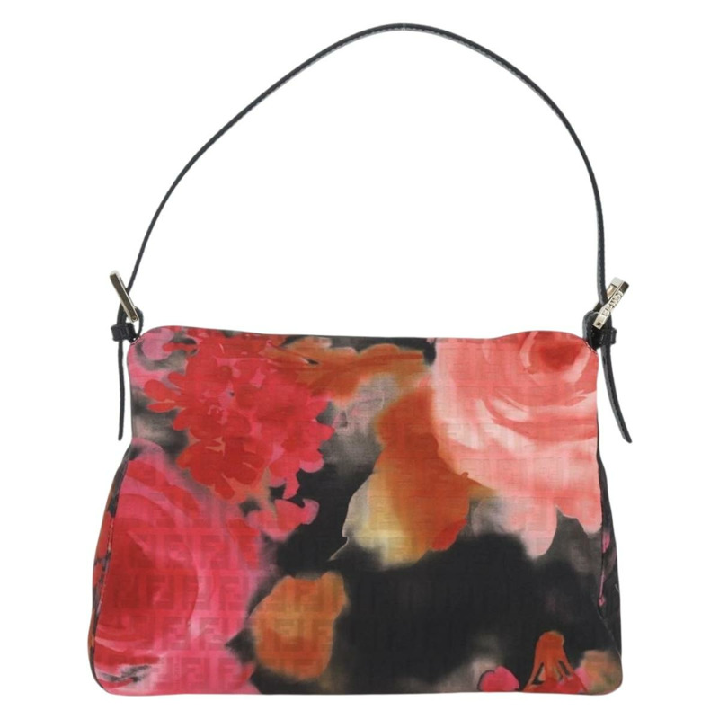 【日本直送】FENDI Zucchino帆布Mamma Baguette單肩包 紅色金色 正品 158873SM-1