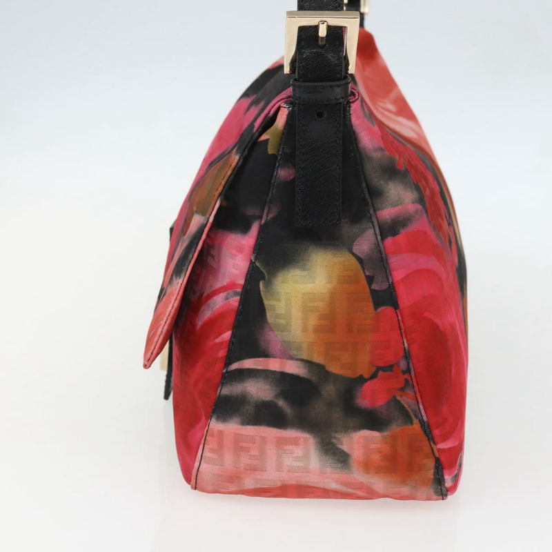 【日本直送】FENDI Zucchino帆布Mamma Baguette單肩包 紅色金色 正品 158873SM-3