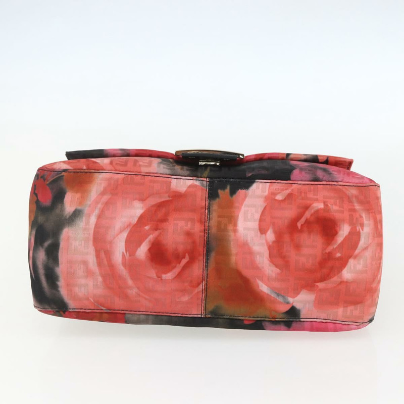 【日本直送】FENDI Zucchino帆布Mamma Baguette單肩包 紅色金色 正品 158873SM-4