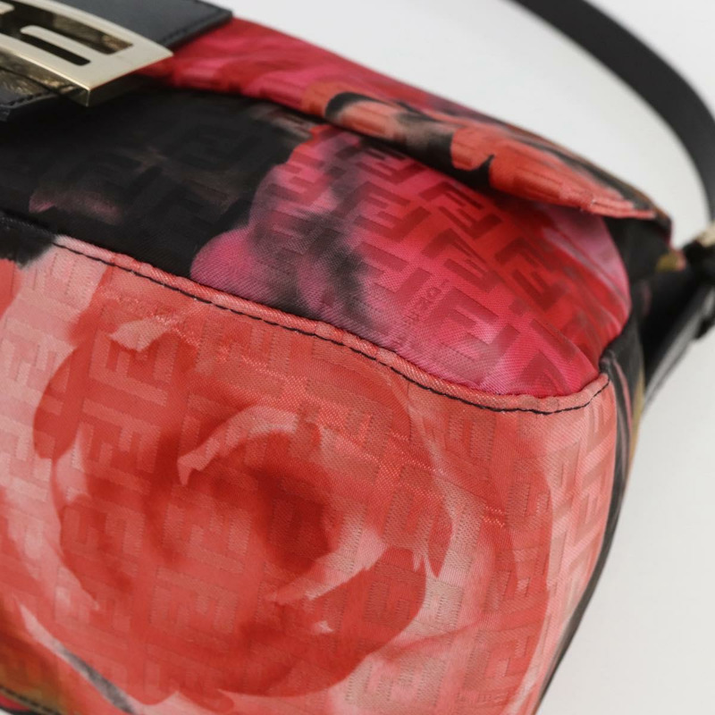 【日本直送】FENDI Zucchino帆布Mamma Baguette單肩包 紅色金色 正品 158873SM-8