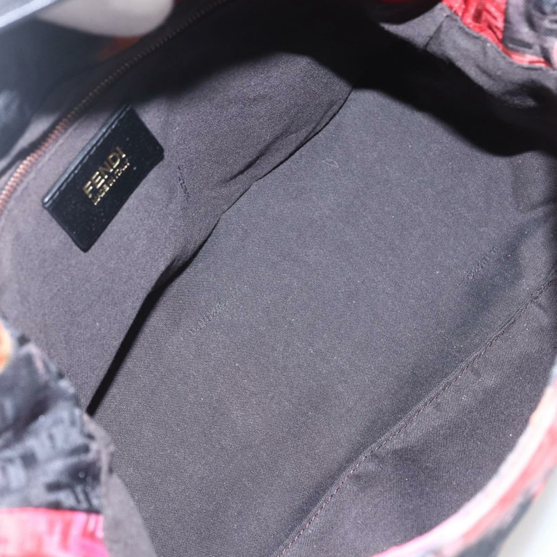 【日本直送】FENDI Zucchino帆布Mamma Baguette單肩包 紅色金色 正品 158873SM-9