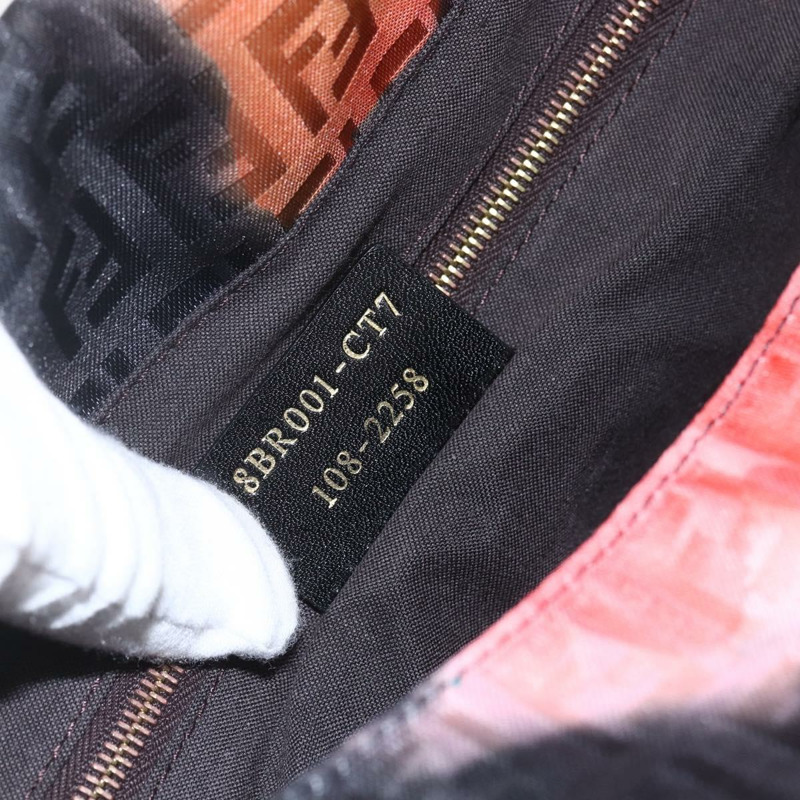 【日本直送】FENDI Zucchino帆布Mamma Baguette單肩包 紅色金色 正品 158873SM-10