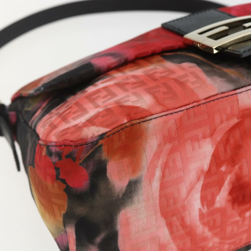 【日本直送】FENDI Zucchino帆布Mamma Baguette單肩包 紅色金色 正品 158873SM-13