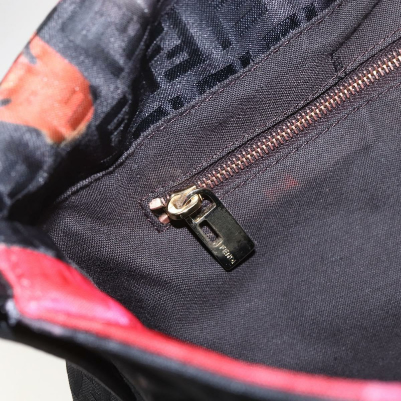 【日本直送】FENDI Zucchino帆布Mamma Baguette單肩包 紅色金色 正品 158873SM-18