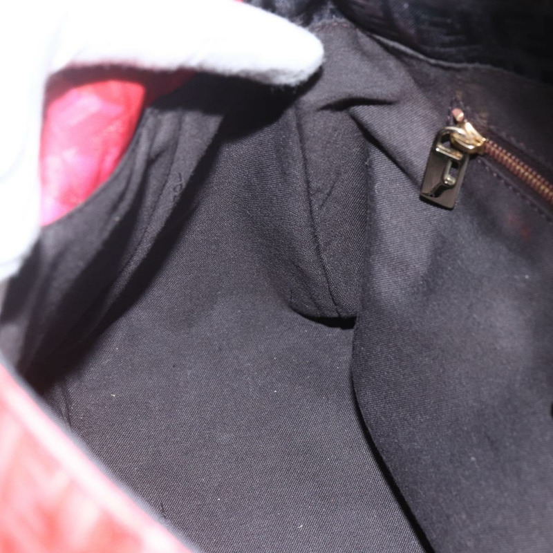 【日本直送】FENDI Zucchino帆布Mamma Baguette單肩包 紅色金色 正品 158873SM-20