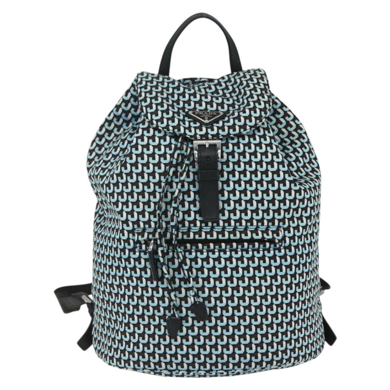 【日本直送】PRADA 雙肩包 尼龍材質 淺藍色 銀色 正品 158915SAM-12