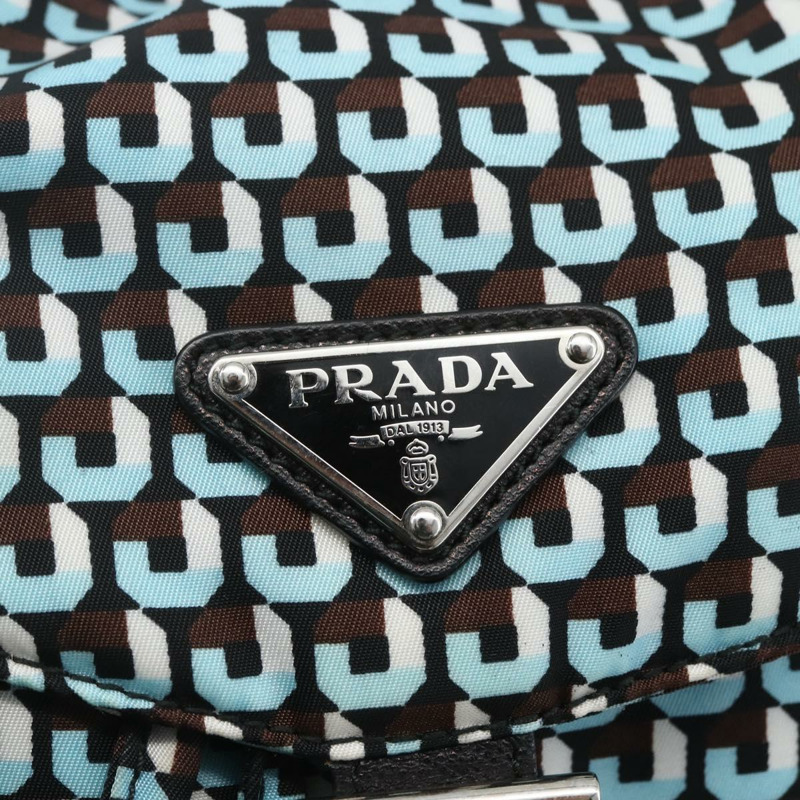 【日本直送】PRADA 雙肩包 尼龍材質 淺藍色 銀色 正品 158915SAM-20
