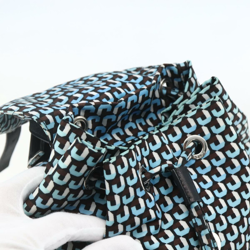 【日本直送】PRADA 雙肩包 尼龍材質 淺藍色 銀色 正品 158915SAM-22